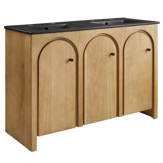 Modway - Appia 48" Double Sink Bathroom Vanity by Modway  Bathroom Vanities Brown - EEI-6793-OAK-BLK
