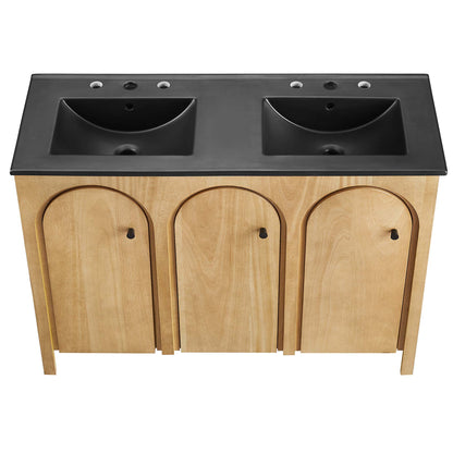 Modway - Appia 48" Double Sink Bathroom Vanity by Modway  Bathroom Vanities Brown - EEI-6793-OAK-BLK