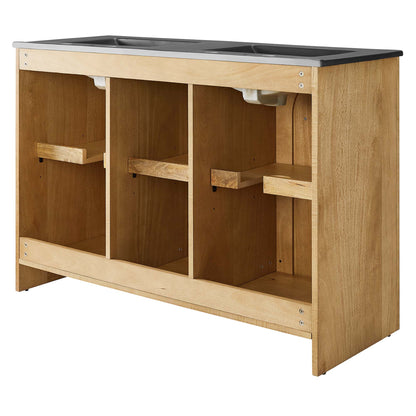 Modway - Appia 48" Double Sink Bathroom Vanity by Modway  Bathroom Vanities Brown - EEI-6793-OAK-BLK