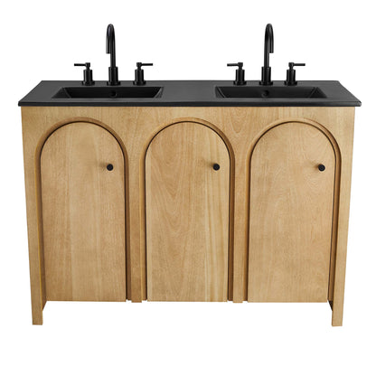 Modway - Appia 48" Double Sink Bathroom Vanity by Modway  Bathroom Vanities Brown - EEI-6793-OAK-BLK