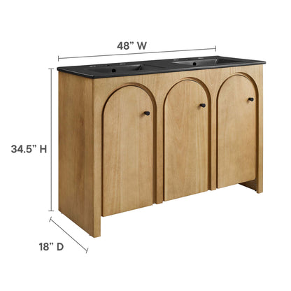 Modway - Appia 48" Double Sink Bathroom Vanity by Modway  Bathroom Vanities Brown - EEI-6793-OAK-BLK