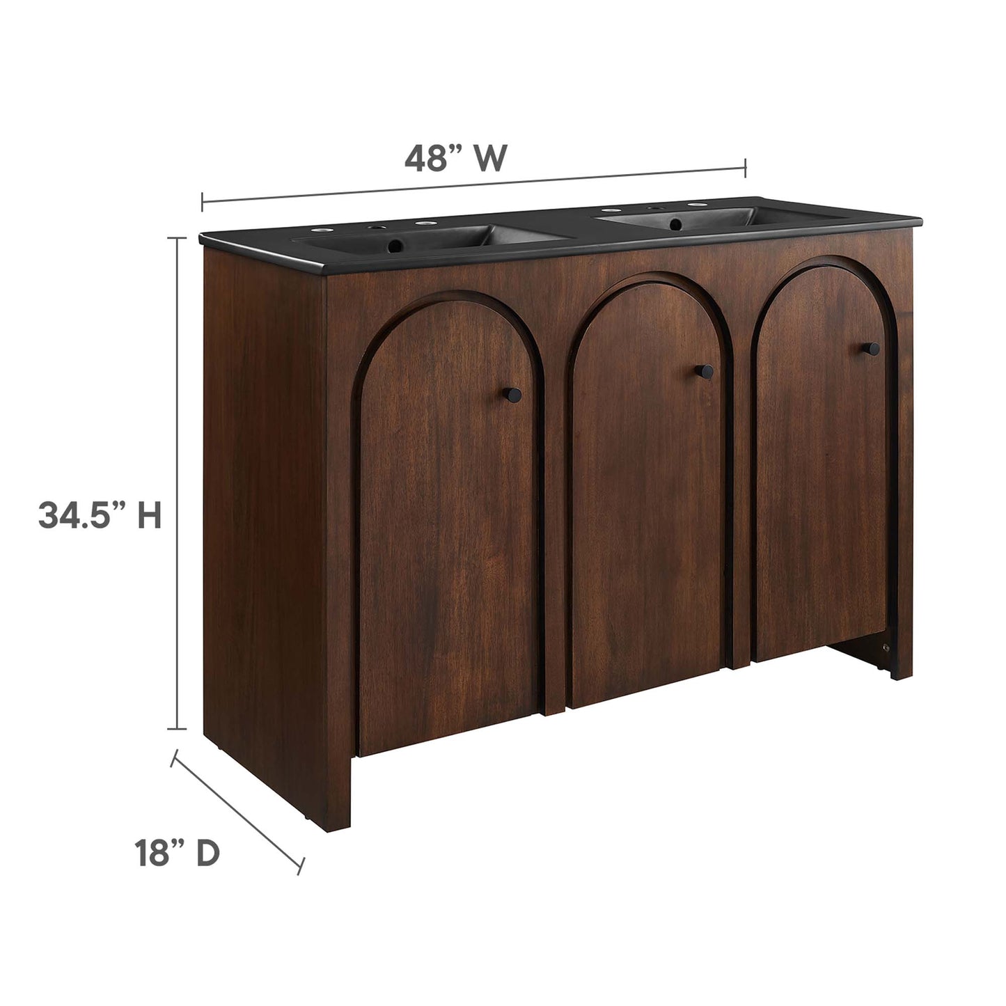 Modway - Appia 48" Double Sink Bathroom Vanity by Modway  Bathroom Vanities Brown - EEI-6793-WAL-BLK