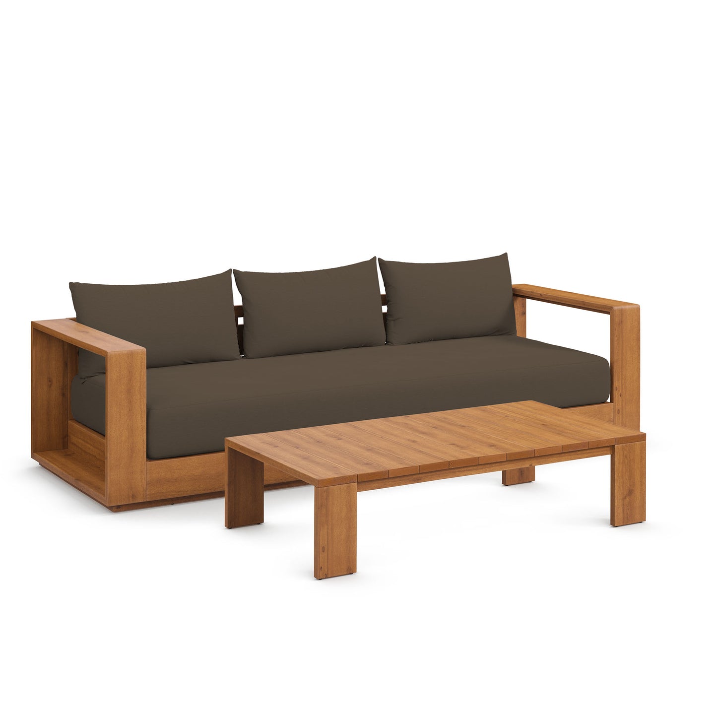 Modway - Tahoe 2-Piece Outdoor Patio Acacia Wood Sofa and Coffee Table Set by Modway  Outdoor Furniture Sofa Sectionals Brown - EEI-6799-NAT-COA