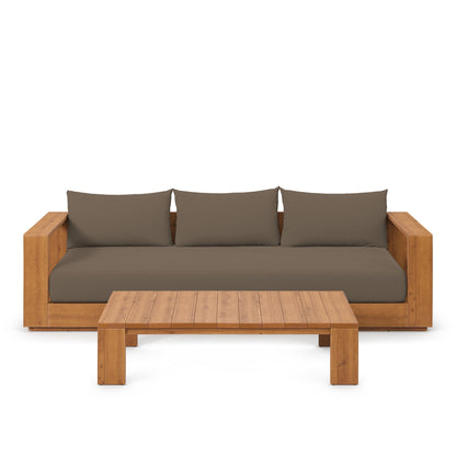 Modway - Tahoe 2-Piece Outdoor Patio Acacia Wood Sofa and Coffee Table Set by Modway  Outdoor Furniture Sofa Sectionals Brown - EEI-6799-NAT-COA
