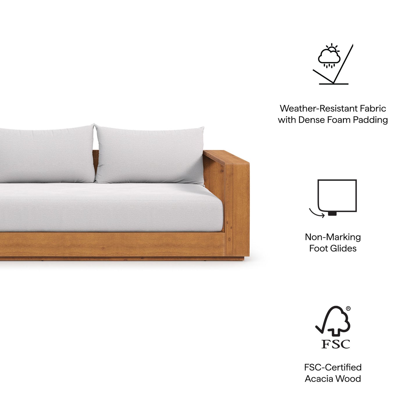 Modway - Tahoe 2-Piece Outdoor Patio Acacia Wood Sofa and Coffee Table Set by Modway  Outdoor Furniture Sofa Sectionals Gray - EEI-6799-NAT-LGR