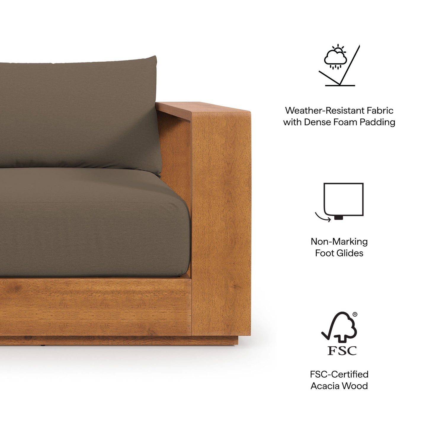 Modway - Tahoe 2-Piece Outdoor Patio Acacia Wood Armchair and Ottoman Set by Modway  Outdoor Furniture Sofa Sectionals Brown - EEI-6800-NAT-COA