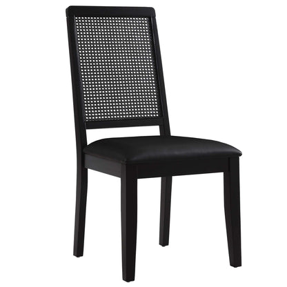 Modway - Arlo Vegan Leather Upholstered Faux Rattan and Wood Dining Side Chairs Set of 2 by Modway  Bar and Dining Dining Chairs Black - EEI-6802-BLK-BLK-BLK
