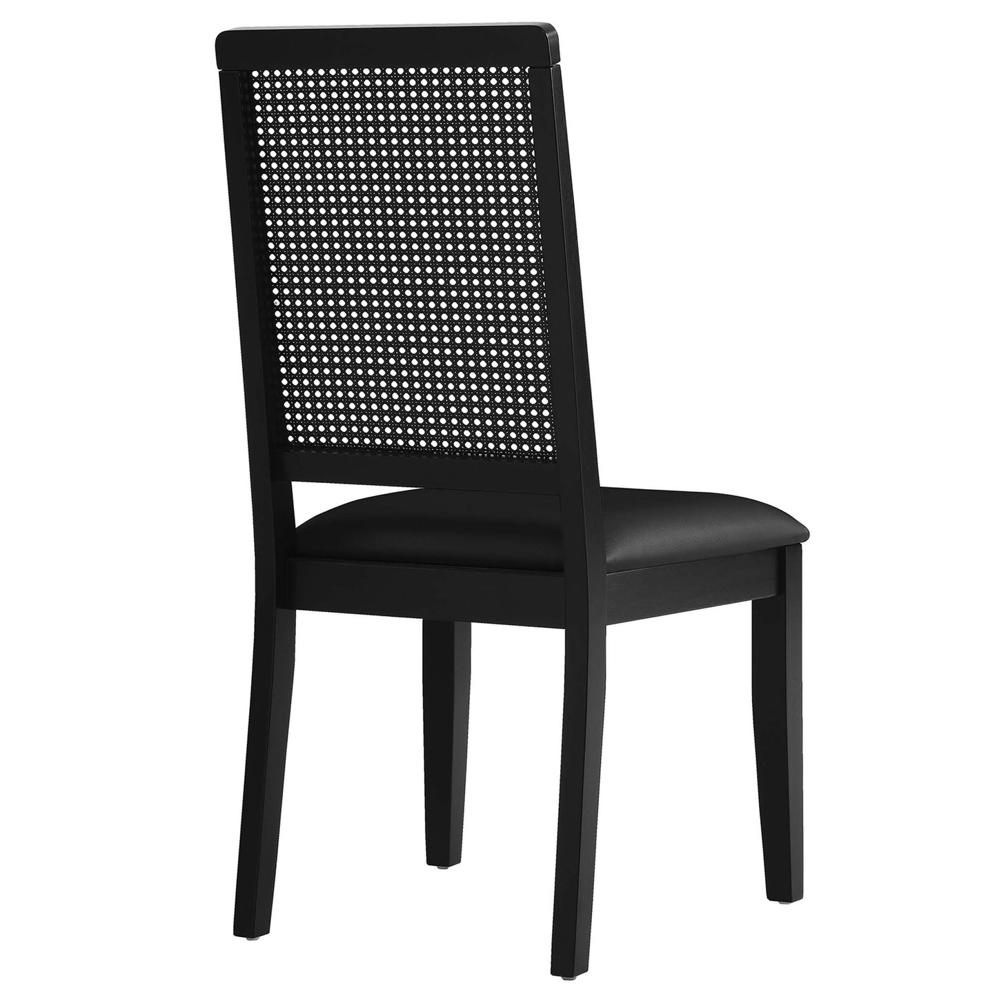 Modway - Arlo Vegan Leather Upholstered Faux Rattan and Wood Dining Side Chairs Set of 2 by Modway  Bar and Dining Dining Chairs Black - EEI-6802-BLK-BLK-BLK