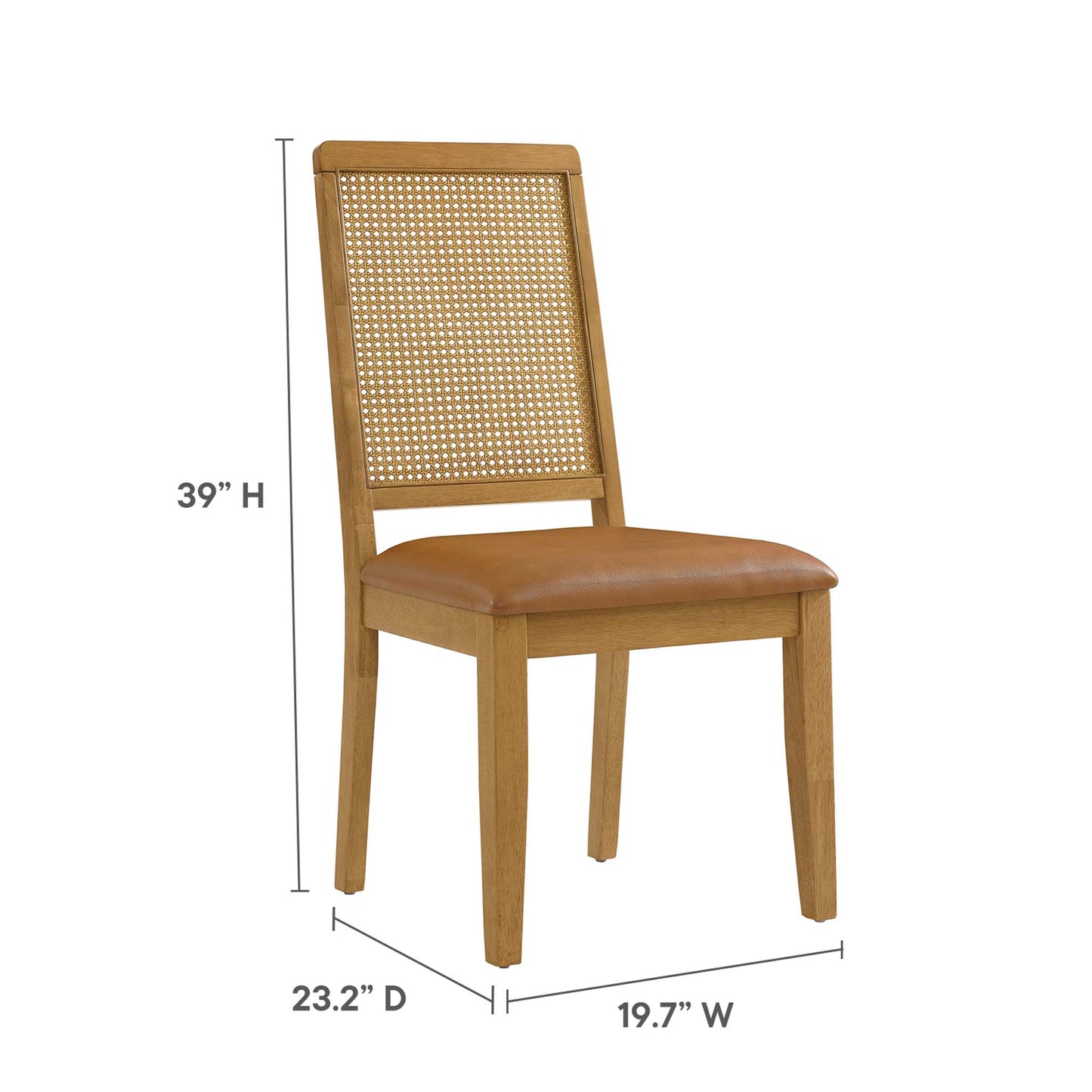 Modway - Arlo Vegan Leather Upholstered Faux Rattan and Wood Dining Side Chairs Set of 2 by Modway  Bar and Dining Dining Chairs Brown - EEI-6802-NAT-NAT-TAN
