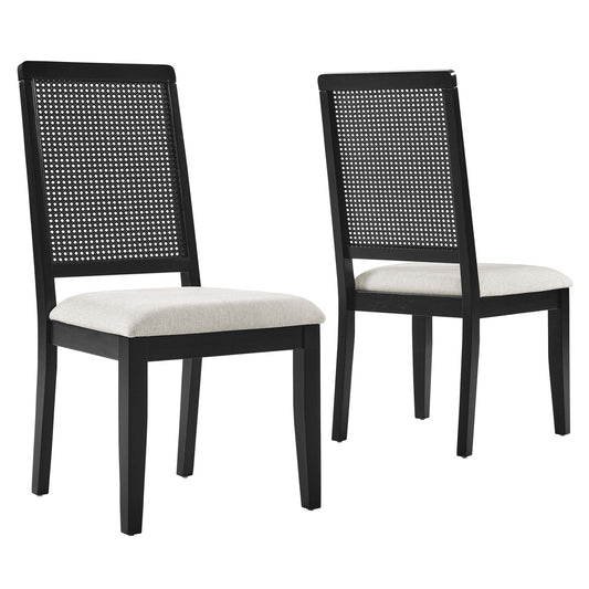 Modway - Arlo Faux Rattan and Wood Dining Side Chairs Set of 2 by Modway  Bar and Dining Dining Chairs Black - EEI-6803-BLK-BLK-HEI