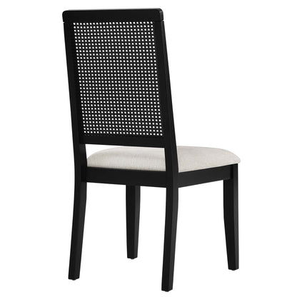 Modway - Arlo Faux Rattan and Wood Dining Side Chairs Set of 2 by Modway  Bar and Dining Dining Chairs Black - EEI-6803-BLK-BLK-HEI