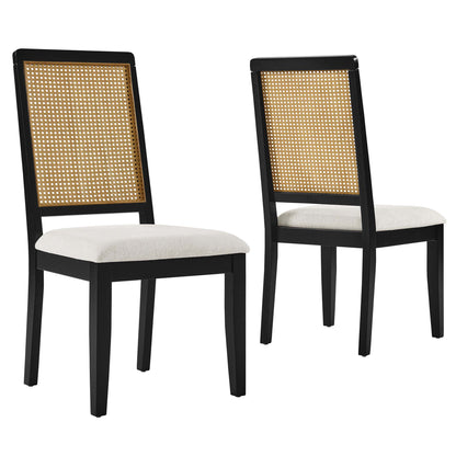 Modway - Arlo Faux Rattan and Wood Dining Side Chairs Set of 2 by Modway  Bar and Dining Dining Chairs Brown - EEI-6803-BLK-NAT-HEI