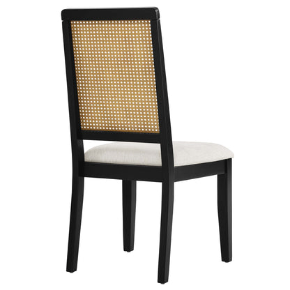 Modway - Arlo Faux Rattan and Wood Dining Side Chairs Set of 2 by Modway  Bar and Dining Dining Chairs Brown - EEI-6803-BLK-NAT-HEI