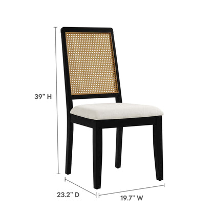 Modway - Arlo Faux Rattan and Wood Dining Side Chairs Set of 2 by Modway  Bar and Dining Dining Chairs Brown - EEI-6803-BLK-NAT-HEI