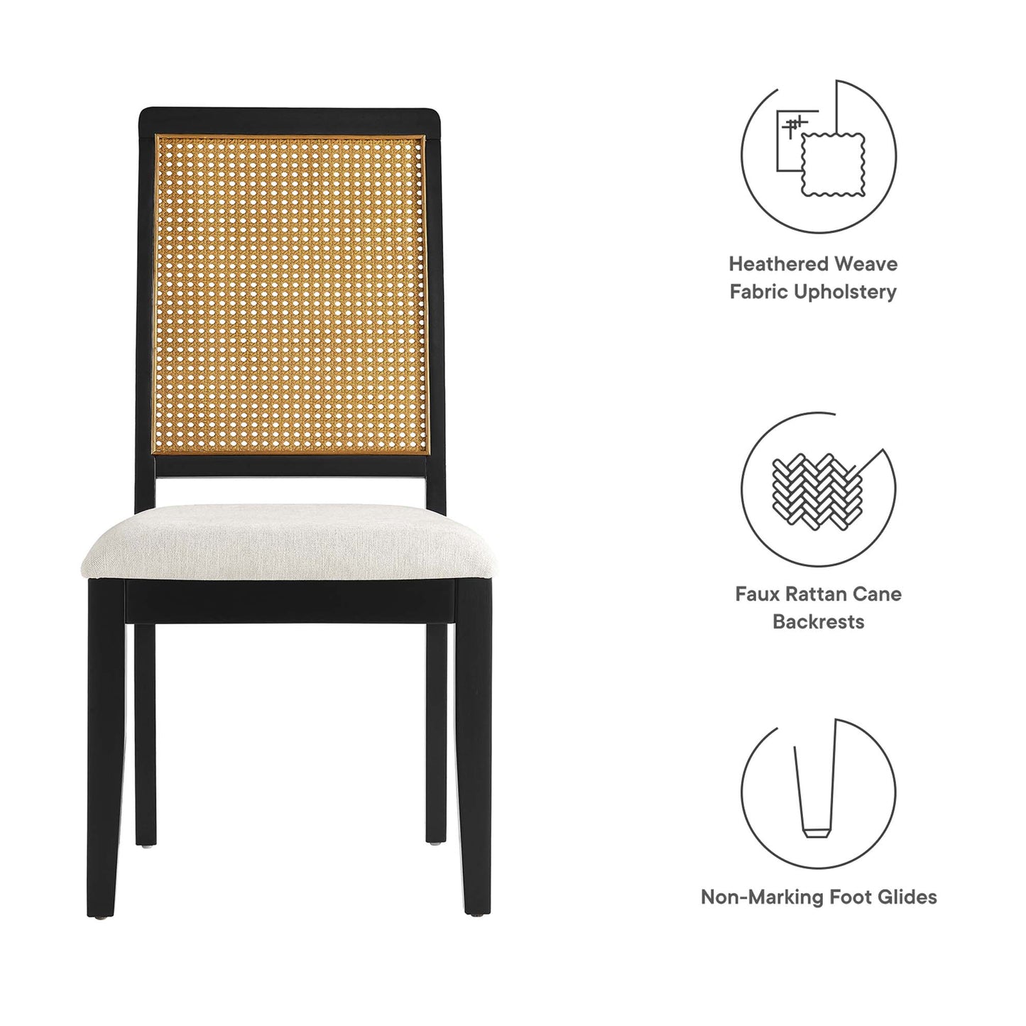 Modway - Arlo Faux Rattan and Wood Dining Side Chairs Set of 2 by Modway  Bar and Dining Dining Chairs Brown - EEI-6803-BLK-NAT-HEI