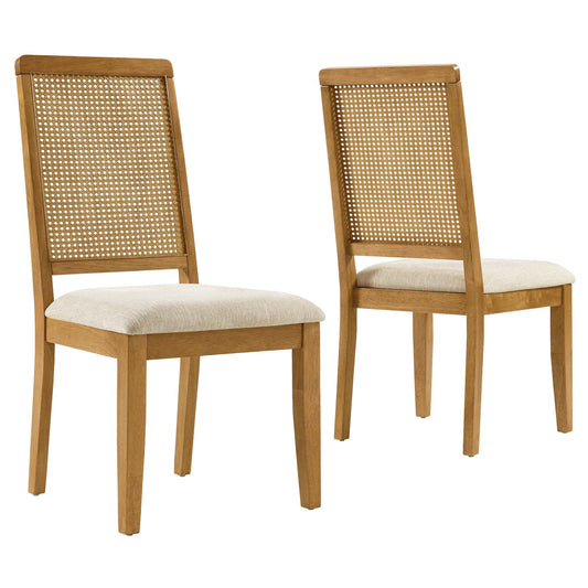 Modway - Arlo Faux Rattan and Wood Dining Side Chairs Set of 2 by Modway  Bar and Dining Dining Chairs Brown - EEI-6803-NAT-NAT-HLB