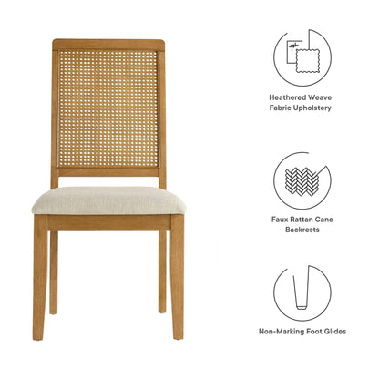 Modway - Arlo Faux Rattan and Wood Dining Side Chairs Set of 2 by Modway  Bar and Dining Dining Chairs Brown - EEI-6803-NAT-NAT-HLB