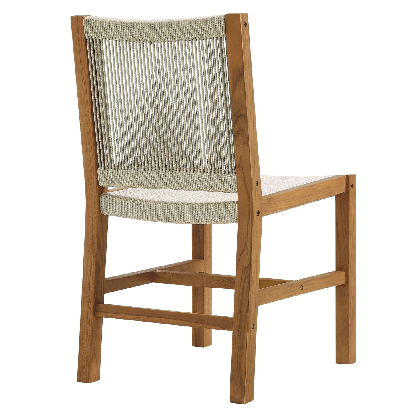 Modway - Vienna Outdoor Patio Teak and Rope Armless Dining Chairs Set of 2 by Modway  Outdoor Furniture Bar and Dining Brown - EEI-6805-NAT-NAT