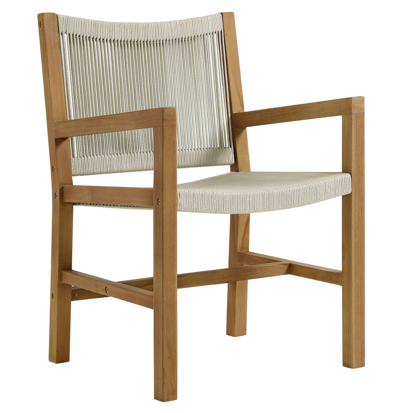 Modway - Vienna 3-Piece Outdoor Patio Teak and Rope Armchairs with Folding Side Table by Modway  Outdoor Furniture Sofa Sectionals Brown - EEI-6936-NAT-NAT