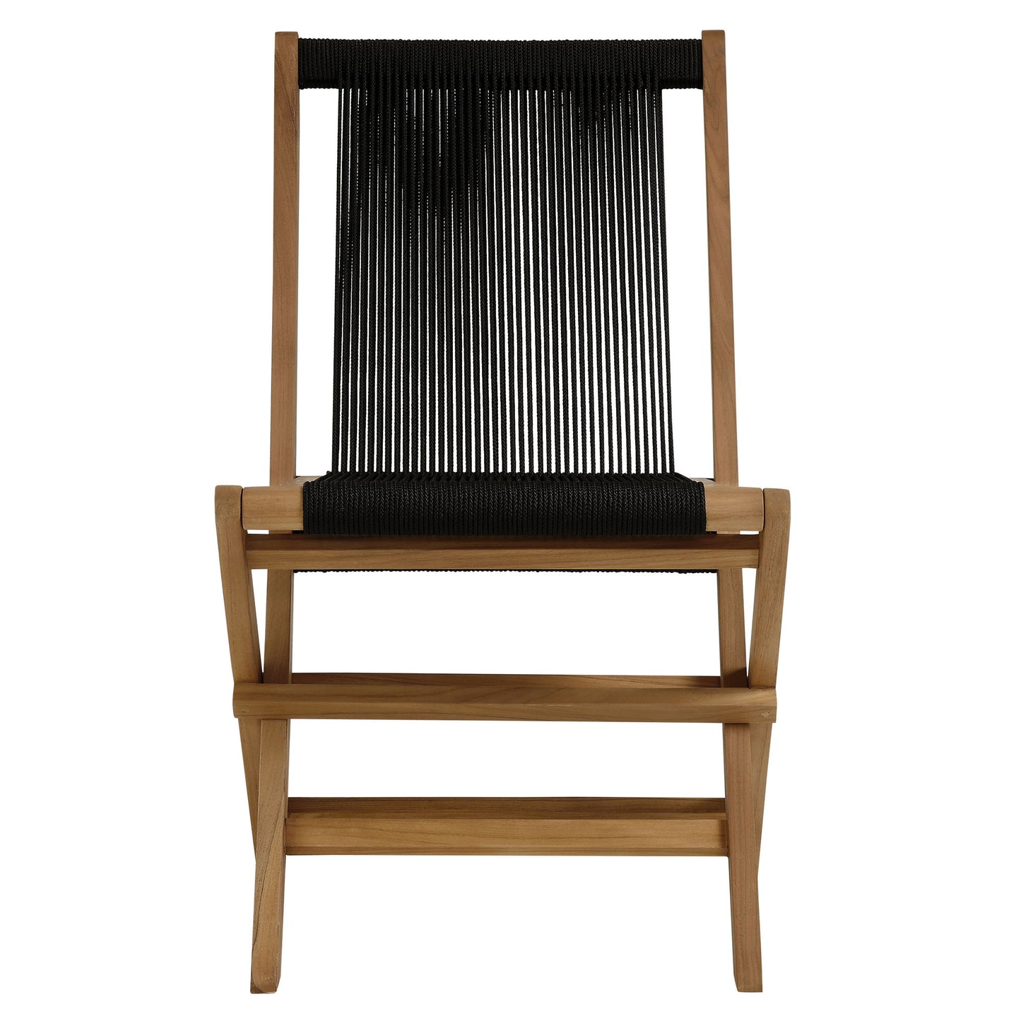 Modway - Vienna Outdoor Patio Teak and Rope Folding Chairs Set of 4 by Modway  Outdoor Furniture Sofa Sectionals Black - EEI-6807-NAT-BLK