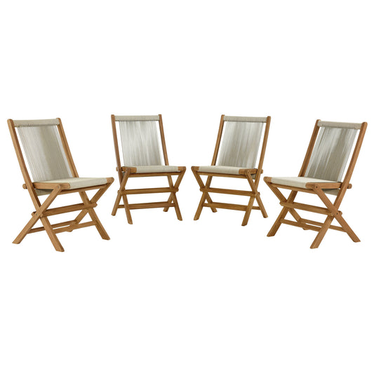 Modway - Vienna Outdoor Patio Teak and Rope Folding Chairs Set of 4 by Modway  Outdoor Furniture Sofa Sectionals Brown - EEI-6807-NAT-NAT