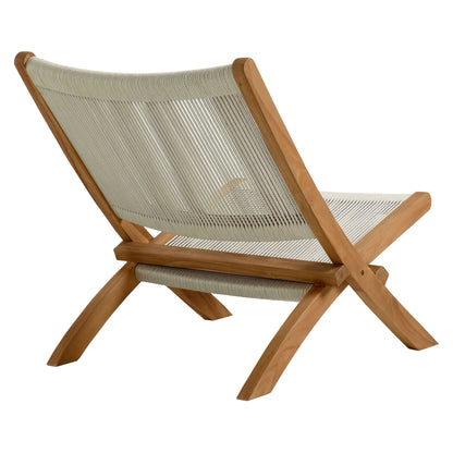 Modway - Vienna Outdoor Patio Teak and Rope Folding Accent Lounge Chair by Modway  Outdoor Furniture Sofa Sectionals Brown - EEI-6808-NAT-NAT