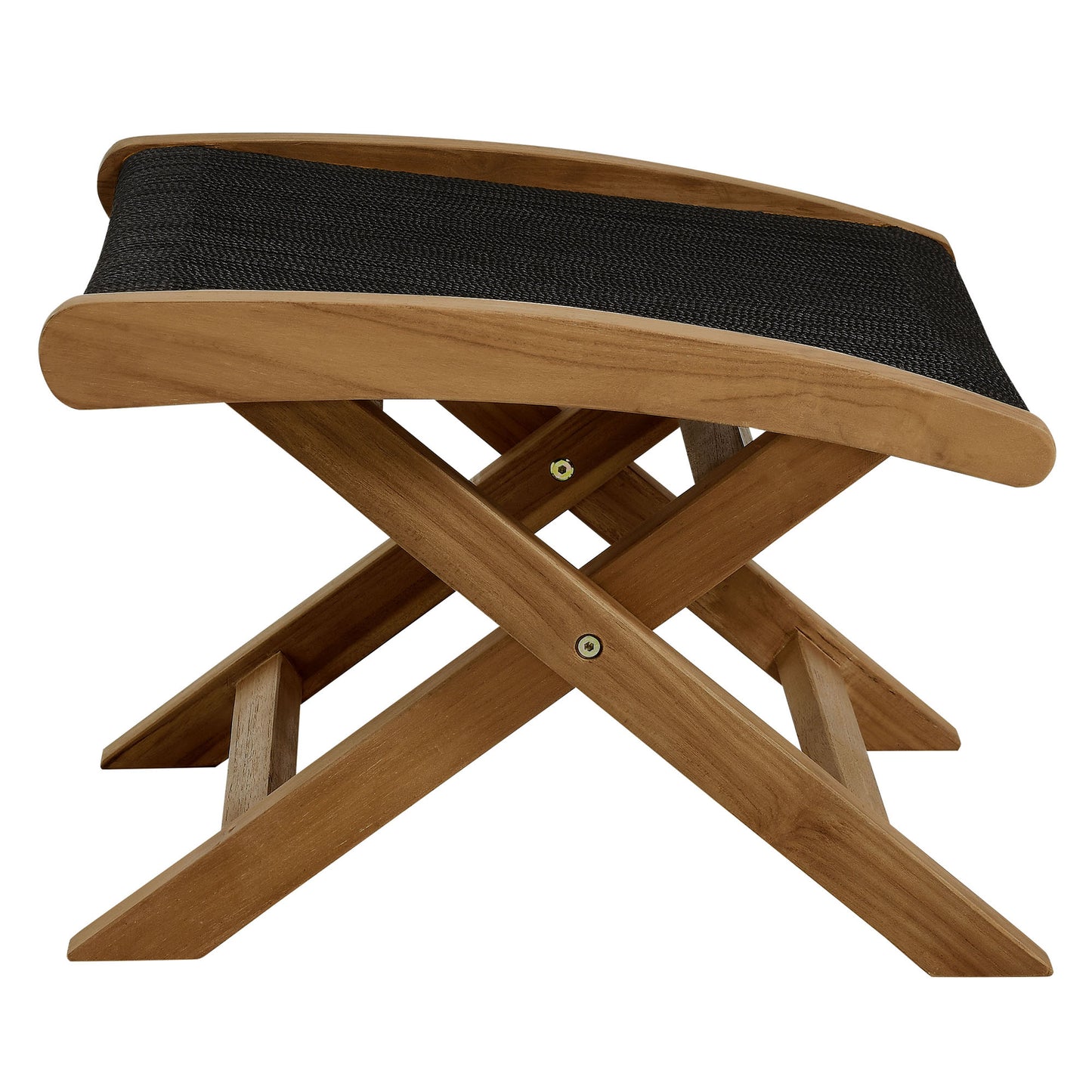 Modway - Vienna Outdoor Patio Teak and Rope Folding Ottoman by Modway  Outdoor Furniture Sofa Sectionals Black - EEI-6809-NAT-BLK