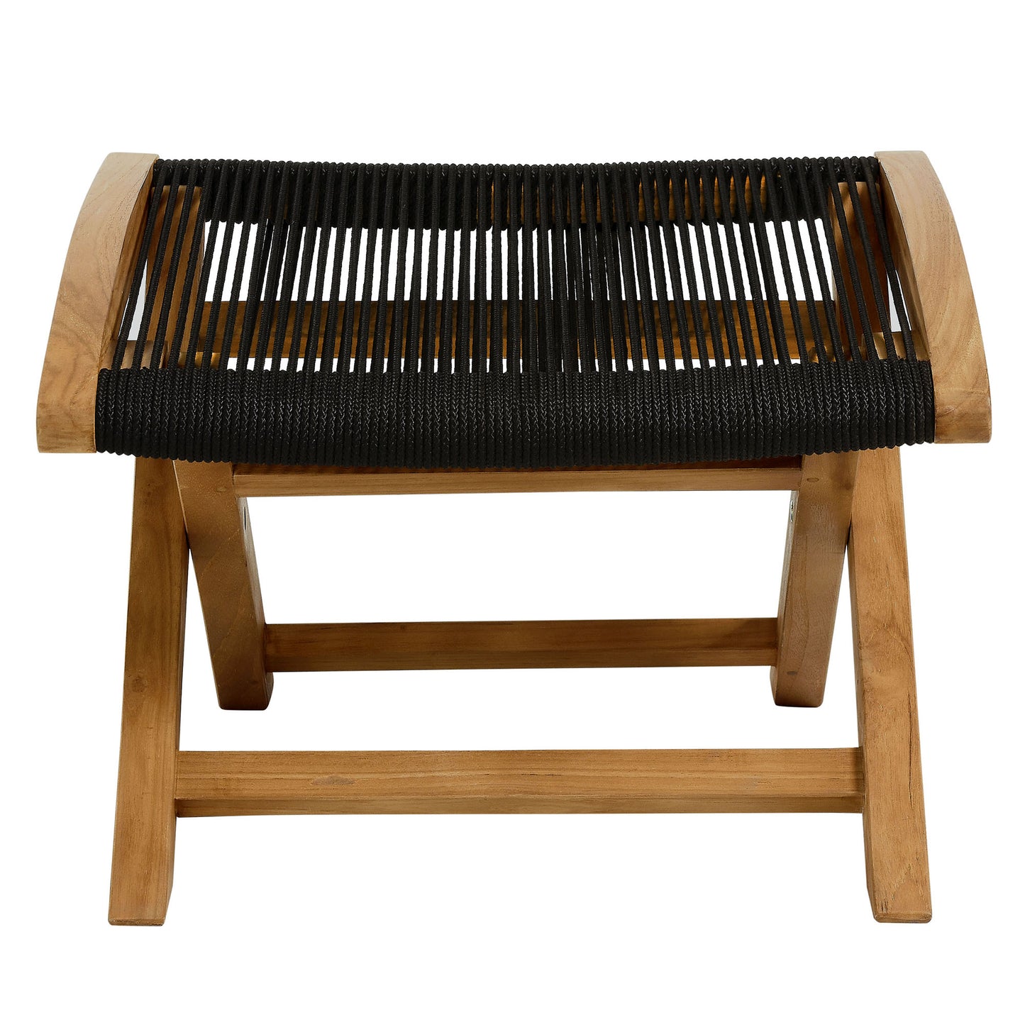 Modway - Vienna Outdoor Patio Teak and Rope Folding Ottoman by Modway  Outdoor Furniture Sofa Sectionals Black - EEI-6809-NAT-BLK