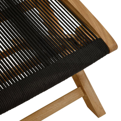 Modway - Vienna Outdoor Patio Teak and Rope Folding Ottoman by Modway  Outdoor Furniture Sofa Sectionals Black - EEI-6809-NAT-BLK