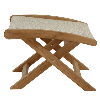 Modway - Vienna Outdoor Patio Teak and Rope Folding Ottoman by Modway  Outdoor Furniture Sofa Sectionals Brown - EEI-6809-NAT-NAT