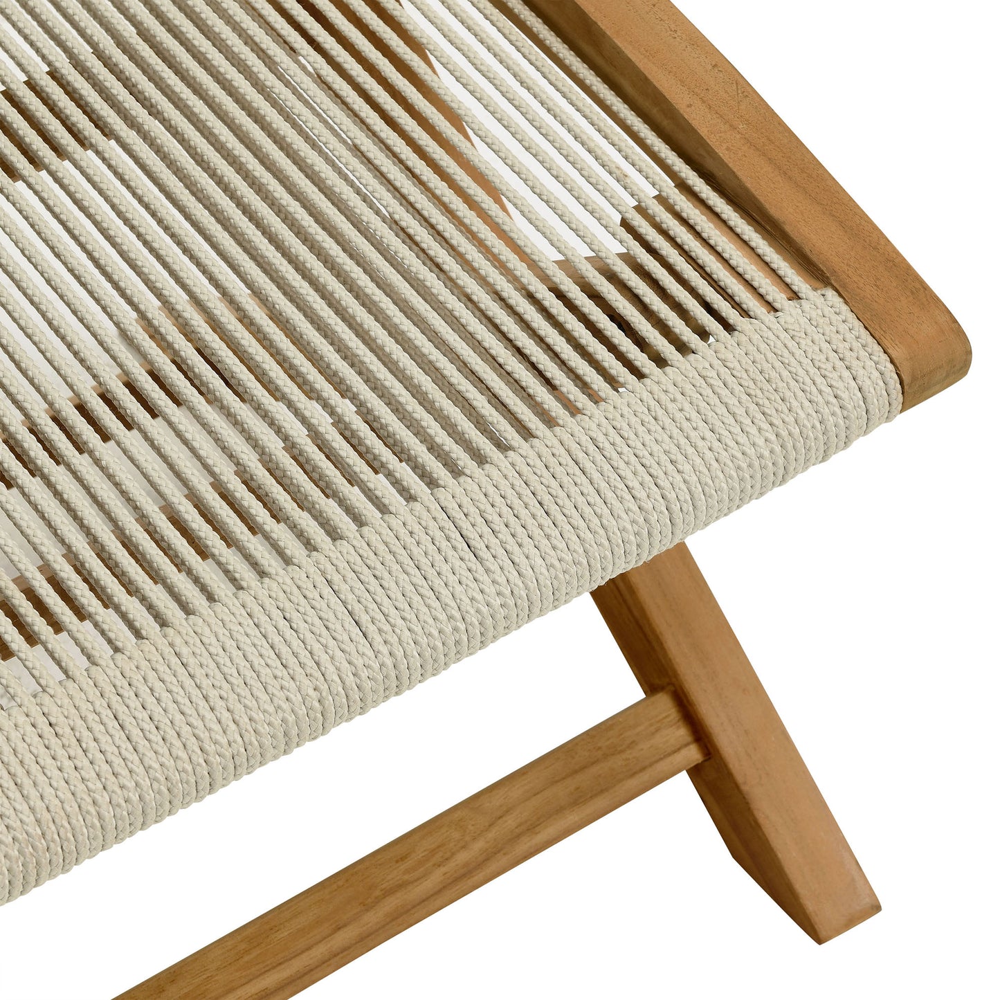 Modway - Vienna Outdoor Patio Teak and Rope Folding Ottoman by Modway  Outdoor Furniture Sofa Sectionals Brown - EEI-6809-NAT-NAT