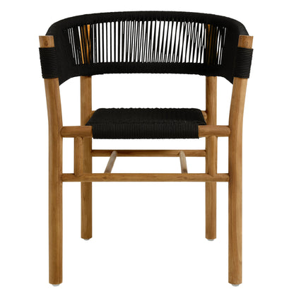 Modway - Vienna Outdoor Patio Teak and Rope Curved-Back Dining Armchairs Set of 2 by Modway  Outdoor Furniture Bar and Dining Black - EEI-6811-NAT-BLK