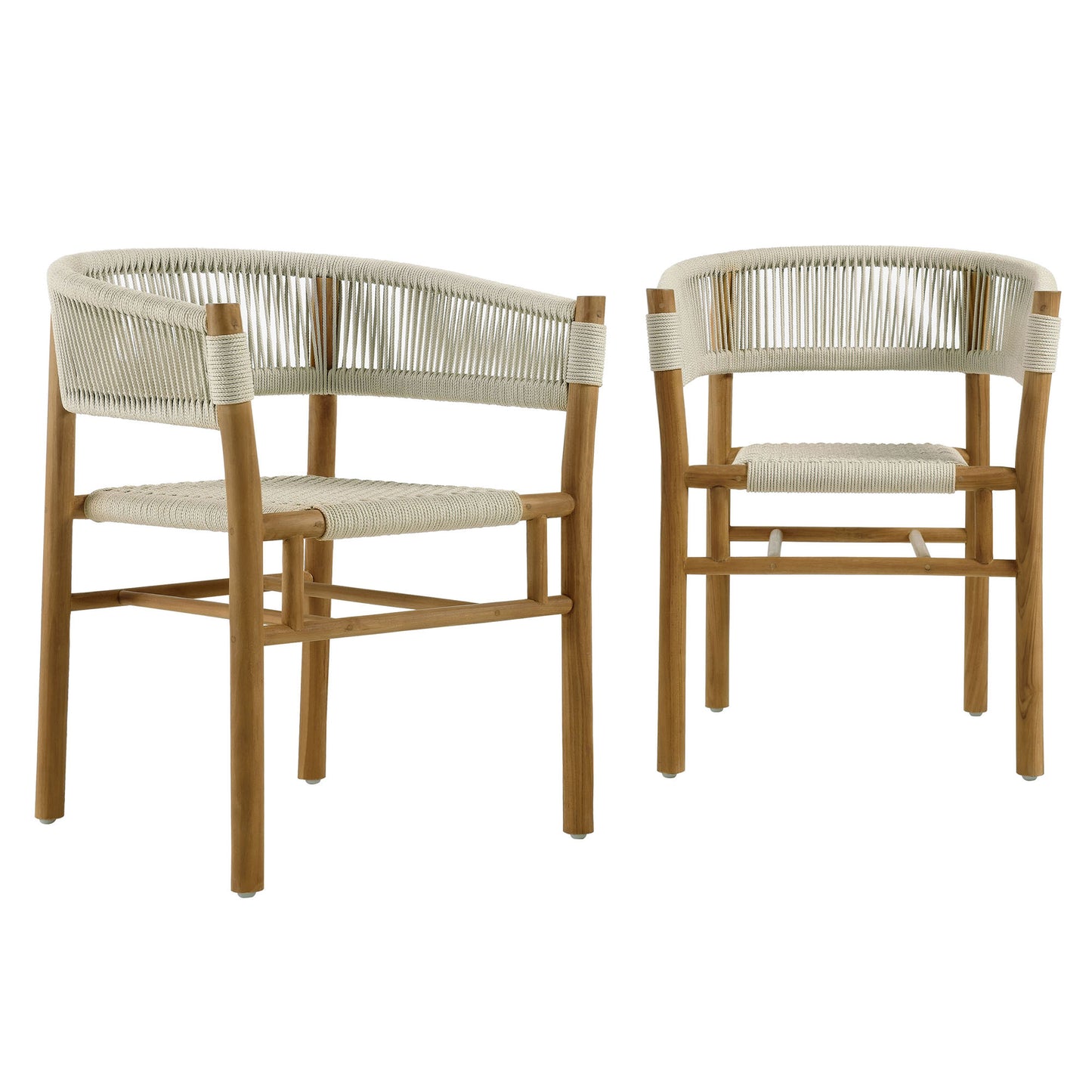 Modway - Vienna Outdoor Patio Teak and Rope Curved-Back Dining Armchairs Set of 2 by Modway  Outdoor Furniture Bar and Dining Brown - EEI-6811-NAT-NAT