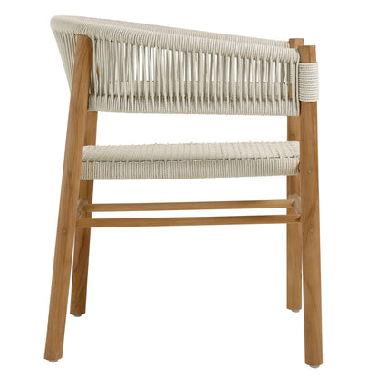 Modway - Vienna Outdoor Patio Teak and Rope Curved-Back Dining Armchairs Set of 2 by Modway  Outdoor Furniture Bar and Dining Brown - EEI-6811-NAT-NAT