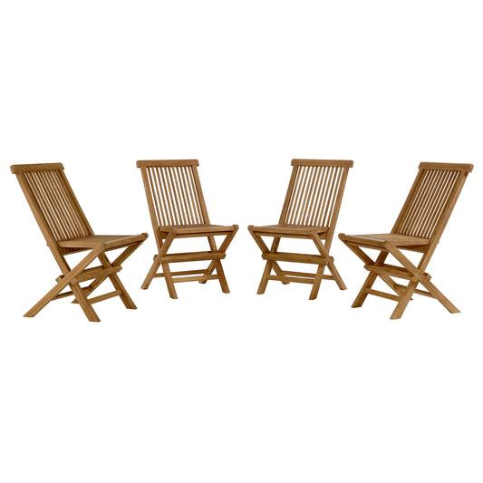 Modway - Vienna Outdoor Patio Teak Wood Folding Dining Chairs Set of 4 by Modway  Outdoor Furniture Bar and Dining Brown - EEI-6812-NAT