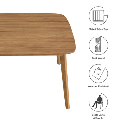 Modway - Vienna 46" Square Outdoor Patio Teak Wood Dining Table by Modway  Outdoor Furniture Bar and Dining Brown - EEI-6815-NAT