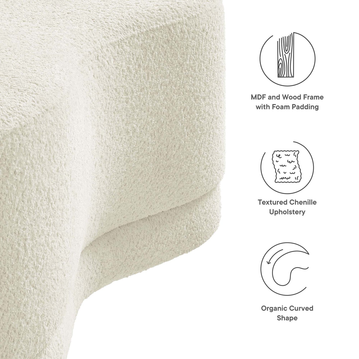 Modway - Nimbus 48" Upholstered Ottoman Bench by Modway  Living Room Sofas and Armchairs White - EEI-6816-CRE