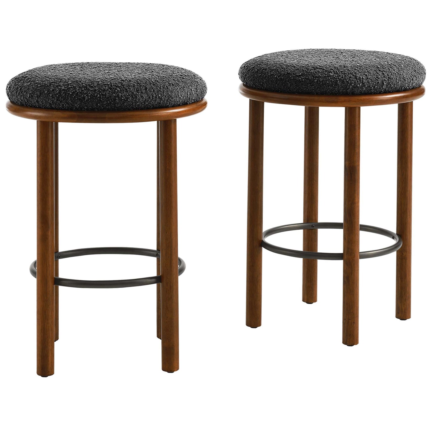 Modway - Fable Boucle Fabric Counter Stools Set of 2 by Modway  Bar and Dining Bar and Counter Stools Black - EEI-6818-WAL-CHA