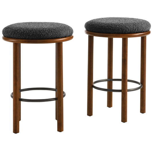 Modway - Fable Boucle Fabric Counter Stools Set of 2 by Modway  Bar and Dining Bar and Counter Stools Black - EEI-6818-WAL-CHA