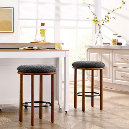 Modway - Fable Boucle Fabric Counter Stools Set of 2 by Modway  Bar and Dining Bar and Counter Stools Black - EEI-6818-WAL-CHA