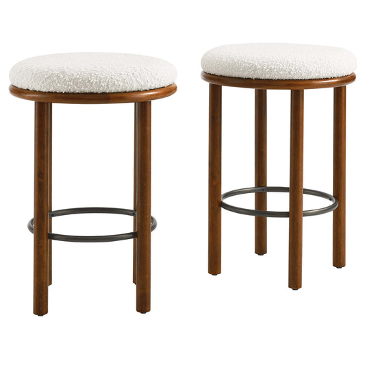 Modway - Fable Boucle Fabric Counter Stools Set of 2 by Modway  Bar and Dining Bar and Counter Stools White - EEI-6818-WAL-IVO
