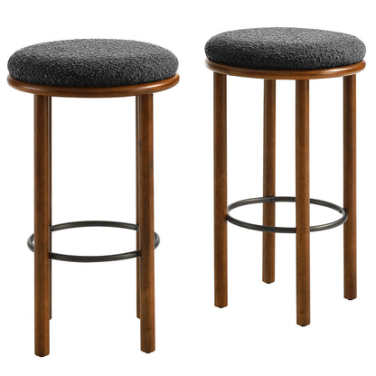 Modway - Fable Boucle Fabric Bar Stools Set of 2 by Modway  Bar and Dining Bar and Counter Stools Black - EEI-6819-WAL-CHA