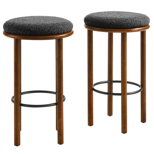 Modway - Fable Boucle Fabric Bar Stools Set of 2 by Modway  Bar and Dining Bar and Counter Stools Black - EEI-6819-WAL-CHA
