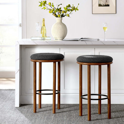 Modway - Fable Boucle Fabric Bar Stools Set of 2 by Modway  Bar and Dining Bar and Counter Stools Black - EEI-6819-WAL-CHA