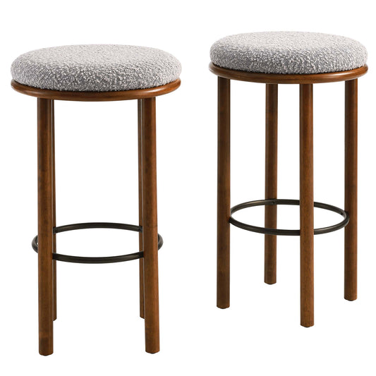 Modway - Fable Boucle Fabric Bar Stools Set of 2 by Modway  Bar and Dining Bar and Counter Stools Brown - EEI-6819-WAL-TAU