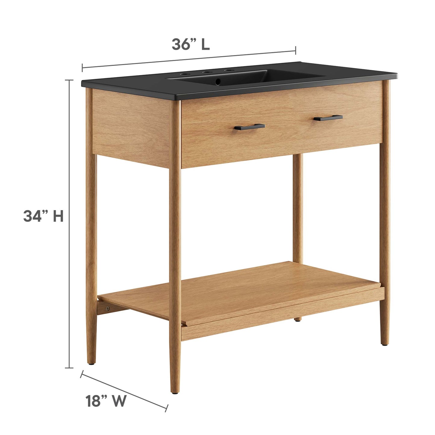 Modway - Zaire 36" Bathroom Vanity by Modway  Bathroom Vanities Black - EEI-6823-NAT-BLK