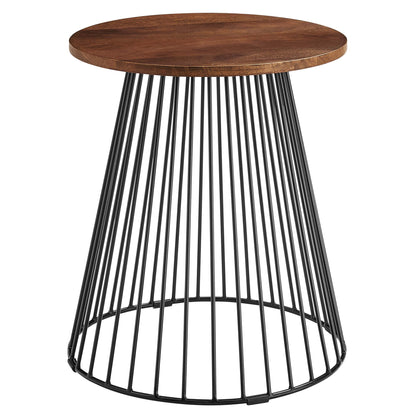Modway - Valeo Round Wood and Metal Side Table by Modway  Living Room Tables Brown - EEI-6831-WAL