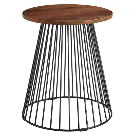 Modway - Valeo Round Wood and Metal Side Table by Modway  Living Room Tables Brown - EEI-6831-WAL
