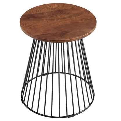 Modway - Valeo Round Wood and Metal Side Table by Modway  Living Room Tables Brown - EEI-6831-WAL