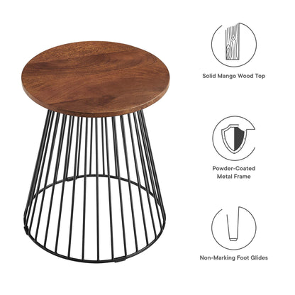 Modway - Valeo Round Wood and Metal Side Table by Modway  Living Room Tables Brown - EEI-6831-WAL